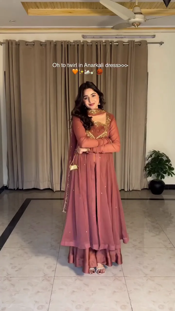 Dusty Rose Embroidered Anarkali Dress