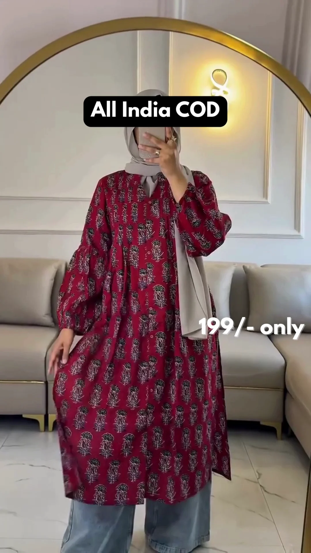 Stylish Red Printed Long Kurti for Everyday Wear