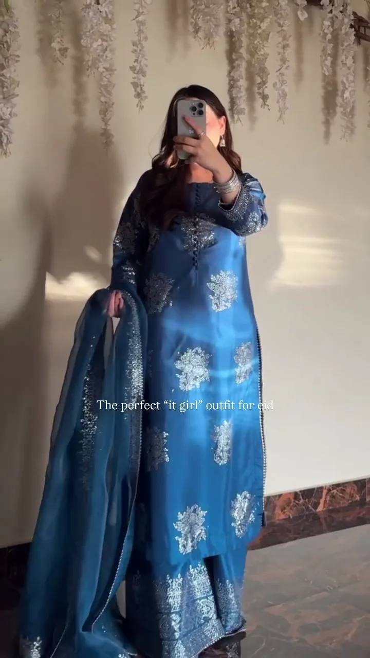 Royal Blue Embroidered Festive Kurta Set