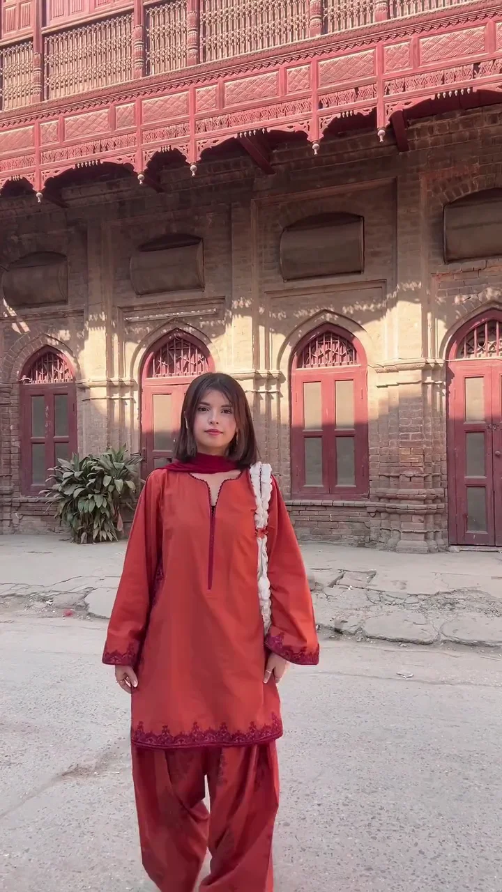 Rust Embroidered Kurta Set with Classic Patiala Trousers