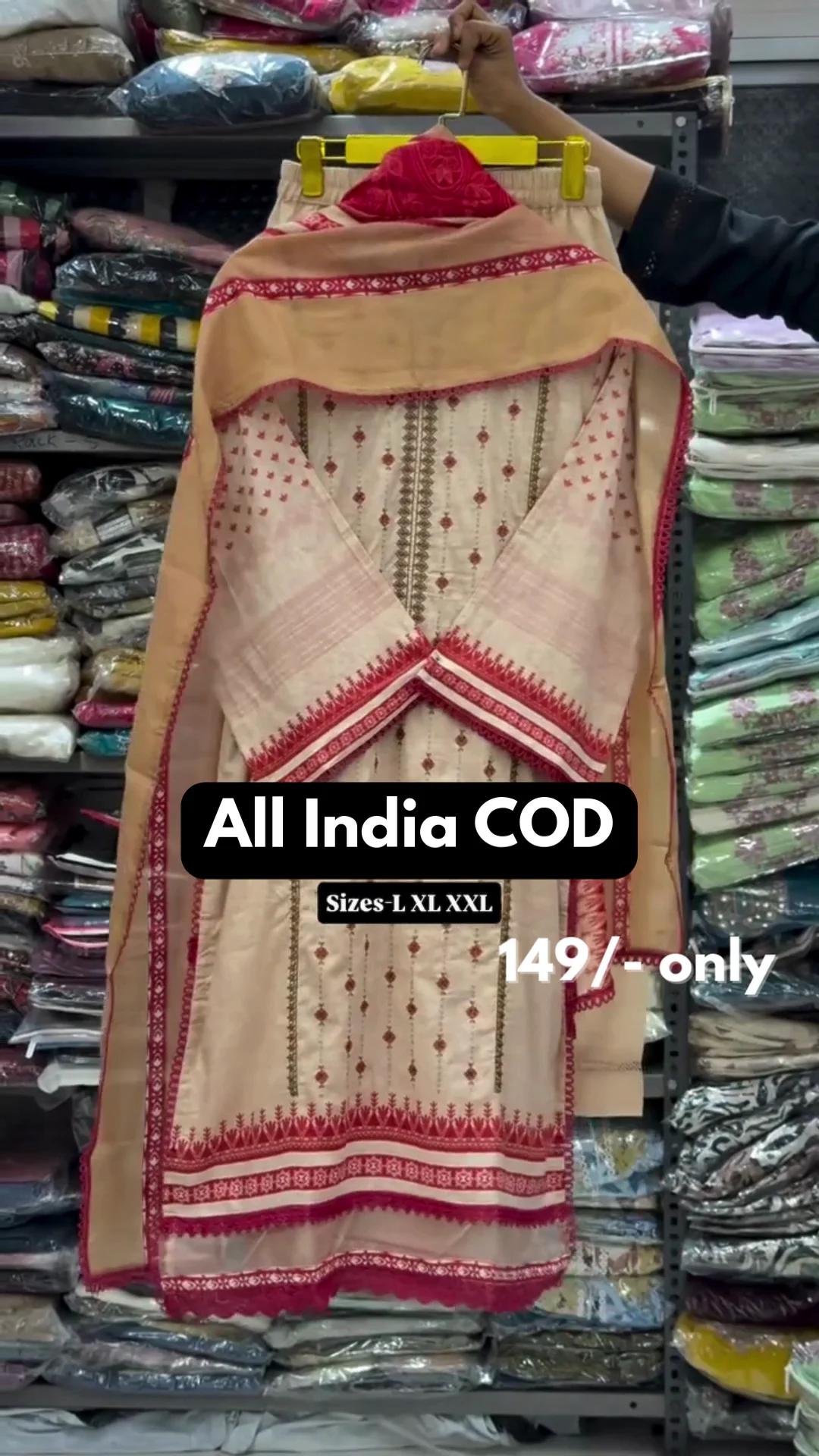 Elegant Floral Embroidered Three Piece Suit Set