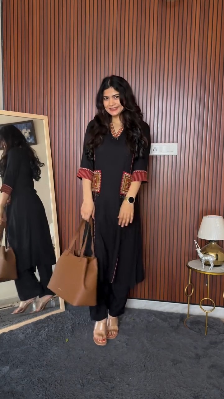 Black kurta pant set