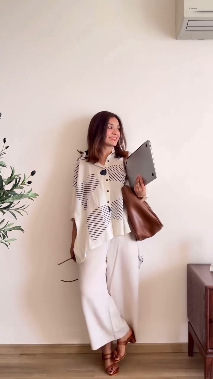 Chic Minimalist Co-Ord Set with Printed Oversized Shirt