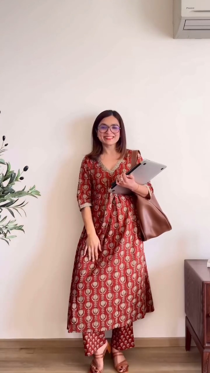 Elegant Maroon Printed Kurta Set with Traditional Motifs