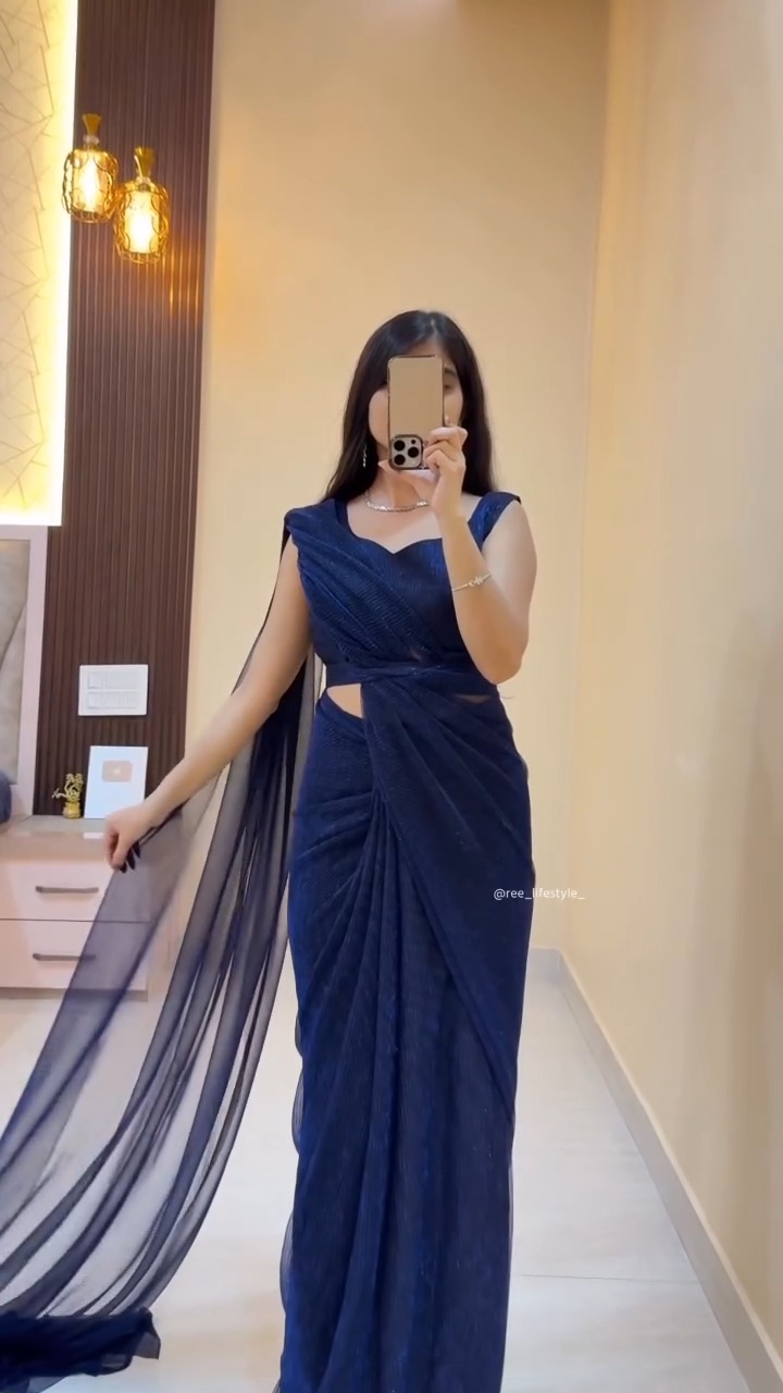 Navy blue party saree
