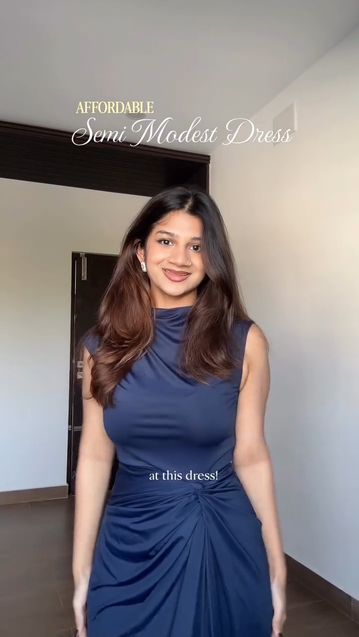 Navy semi-modest dress