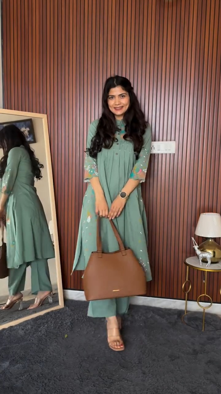 Sage green kurta set