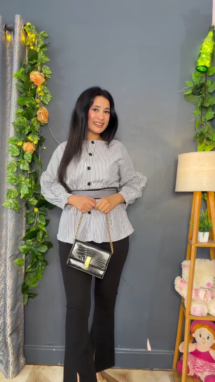 Striped peplum top set