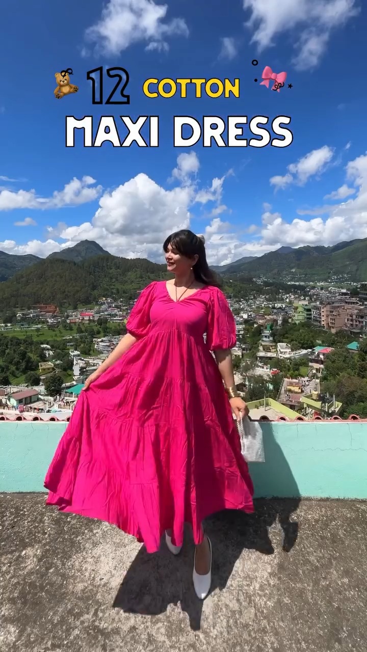 Vibrant pink cotton maxi dress